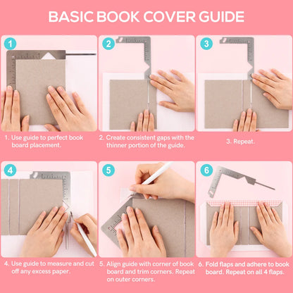 5-in-1 Buchdeckelführer – Edelstahl-Metall-Buchbinde-Werkzeug zum Markieren, für Alben, Notizbücher, Scrapbooking, Maßstab