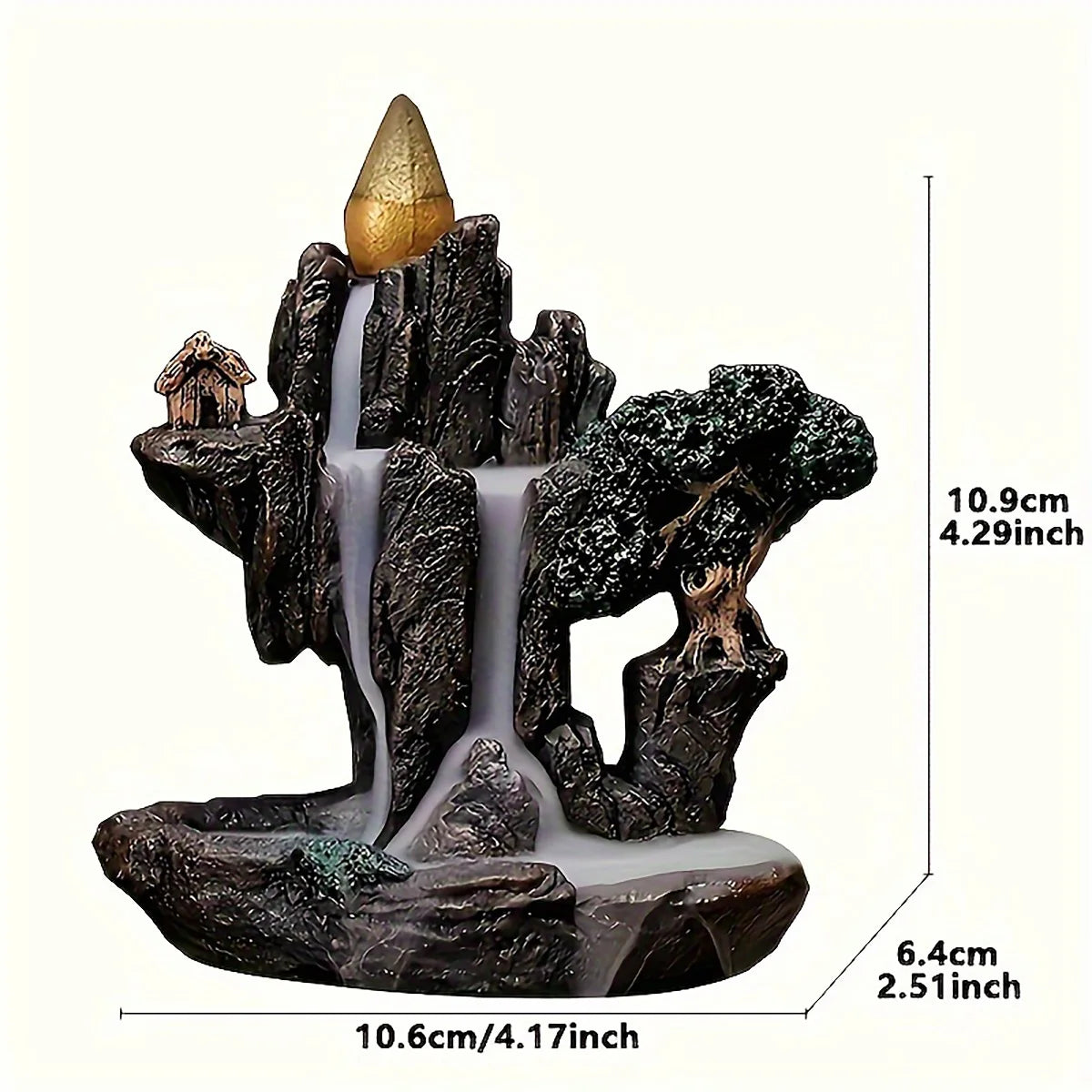 1pc Mountains Fluss Wasserfall Reflux Weihrauch Brenner Brunnen Backflow Aroma Rauch im Halter Home Crafts +60 Weihrauchkegel