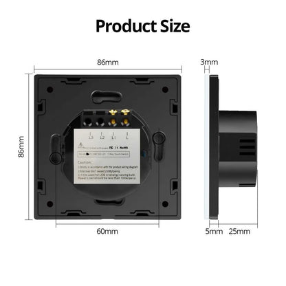 Wallpad 1/2/3 Gang 1/2 Wege EU Touch Schalter Weiß Schwarz Gold Glasscheibe Wandleuchte Sensor Taste mit LED AC110-220V