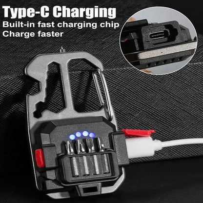 LED Tragbare Schlüsselanhänger Taschenlampe Outdoor Camping COB Arbeitslicht Notbeleuchtung mit Fenster Hammer Flaschenöffner Lampe