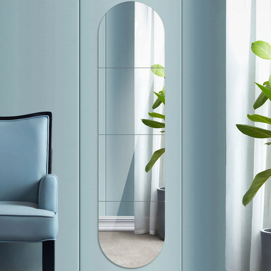 4 Stück Acrylspiegel Set in voller Länge Selbstklebender Acrylspiegel DIY Flexible Spiegel Aufkleber für Wohnzimmer Badezimmer Dekor