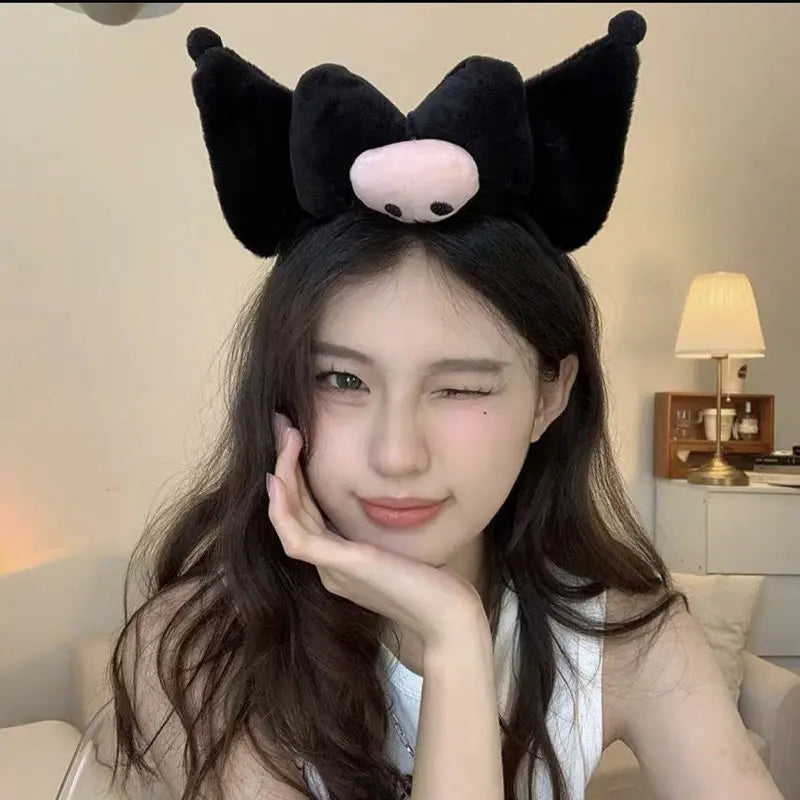 Lustiges Sanrio-Stirnband: Kuromi, My Melody, Cinnamoroll, süße Anime-Plüsch-Haaraccessoires, Halloween-Serie, Spielzeugpuppe für Kinder, Geschenk für Mädchen.