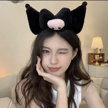 Lustiges Sanrio-Stirnband: Kuromi, My Melody, Cinnamoroll, süße Anime-Plüsch-Haaraccessoires, Halloween-Serie, Spielzeugpuppe für Kinder, Geschenk für Mädchen.