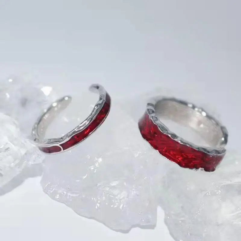 Y2K Rot Tropföl Verstellbarer Ring Frauen Männer Unregelmäßige Geometrie Punk Vintage Ringe Set Für Paar Mädchen Modeschmuck Geschenke