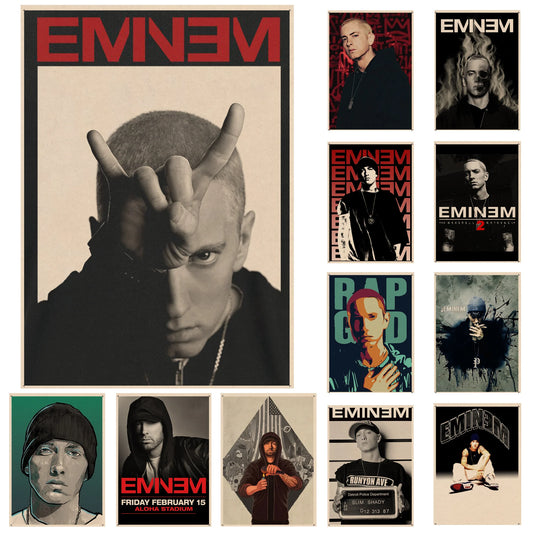 Der berühmte amerikanische Rapper Eminem Kunst Poster Retro Kraftpapier Aufkleber DIY Raum Bar Cafe Raum Wanddekoration