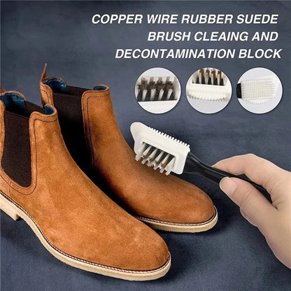3-seitige Schuhbürste aus Kunststoff – S-förmiger Schuhreiniger für Wildleder, Schneestiefel, Lederschuhe, Haushaltsreinigungswerkzeuge und -zubehör