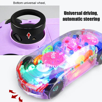 Kinder-blinkendes-elektrisches-Rennauto-Spielzeug-transparentes-Licht-bunte-LED-Musik-mechanisches-Getriebe-Fahrzeug-leuchtendes-Modell-Kinder-Geschenk