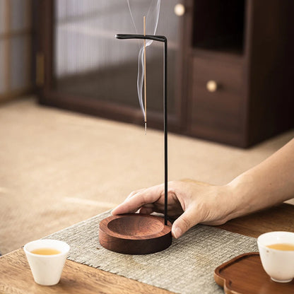Räucherstäbchenhalter – Aromatherapie-Ständer, Umgedrehter Holzräucherbrenner mit Aschenfänger, Buddhistische Utensilien, Dekoration für Zuhause