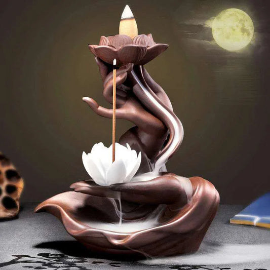 Kreative Keramik Lila Sand Räucherstäbchen Brenner Zen Buddhist Hand Rückfluss Räuchergefäß Lotus Drachen Form Räucherstäbchen Ofen Home Decorations