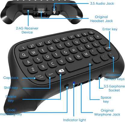 Drahtloses Chatpad Bluetooth Gaming Tastatur Controller Tastatur Eingebauter Lautsprecher, 3,5-mm-Audiobuchse für Xbox Series X / S / One / One S