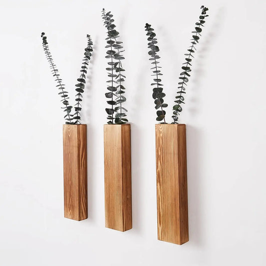 Holzwand Pflanzer Wanddekor für künstliche Blumenpflanzen Holzpflanzenhalter Wandpflanzentasche Vase für Wohnzimmer hängen