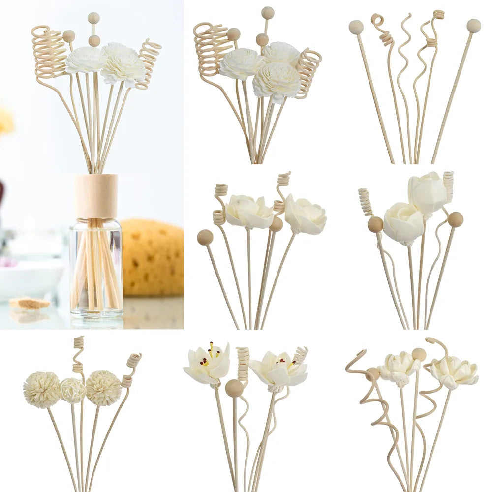 NEU 6PCS/8PCS/9PCS Künstliche Blumen Rattan-Rohr Duft-Stäbchen – Aroma-Diffusor Nachfüllstäbchen DIY Floral