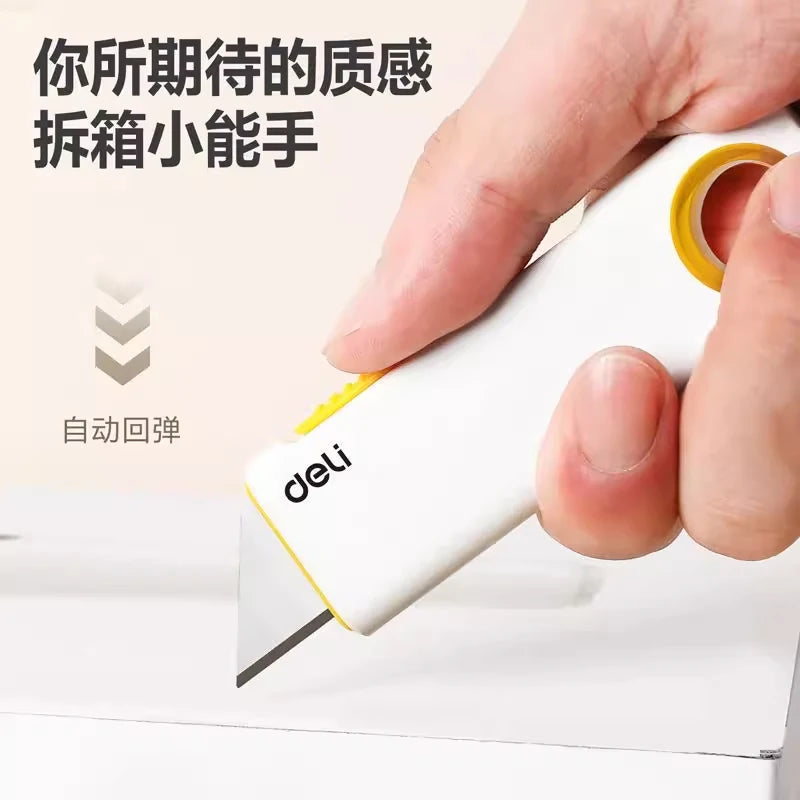 Deli Mini Retractable Utility Knife – Taschenmesser mit SK5 Hochkohlenstoffstahlklinge, ideal für DIY und Arbeit, Boxenöffner