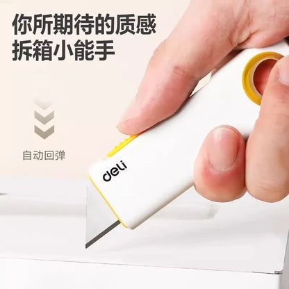 Deli Mini Retractable Utility Knife – Taschenmesser mit SK5 Hochkohlenstoffstahlklinge, ideal für DIY und Arbeit, Boxenöffner