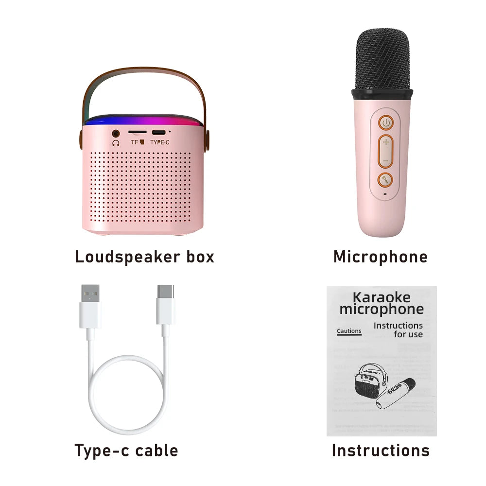 Basix Mini Bluetooth Lautsprecher Mikrofon Sound Lautsprecher Set für Home Outdoor Entertainment KTV Geschenk für Kinder Familienunterhaltung