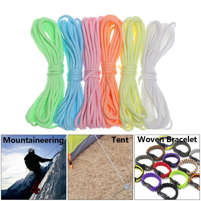 Leuchtendes Seil, 9 Stränge, 4 mm, Paracord Nylon 550, Zeltschnur, leuchtender Fallschirm, Outdoor-Bundle, Lanyard, Camping, Überleben, EDC