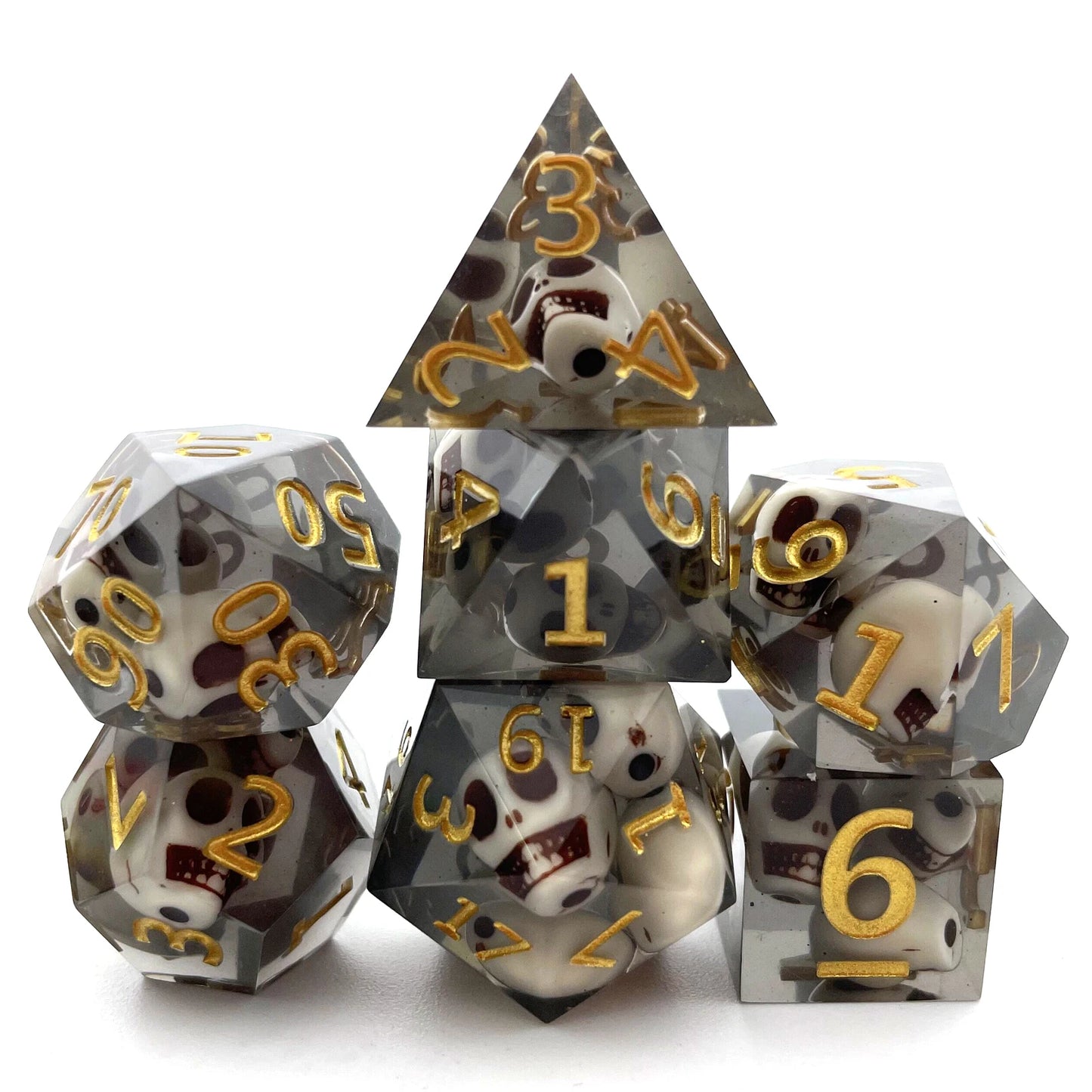 7Pcs Resin Material Würfel Polyeder Mehrfarbige Zahl Dekorationen TRPG Spiele Party Brettspiele Unterhaltung Würfel