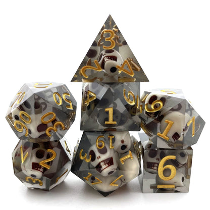 7Pcs Resin Material Würfel Polyeder Mehrfarbige Zahl Dekorationen TRPG Spiele Party Brettspiele Unterhaltung Würfel