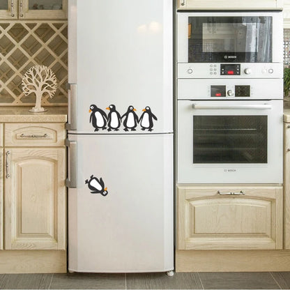 T82# Lustige Pinguine Kühlschrank Wandaufkleber Kinderzimmer Hintergrund Wohndekoration Wandbild Wohnzimmer Tapete Lustige Aufkleber