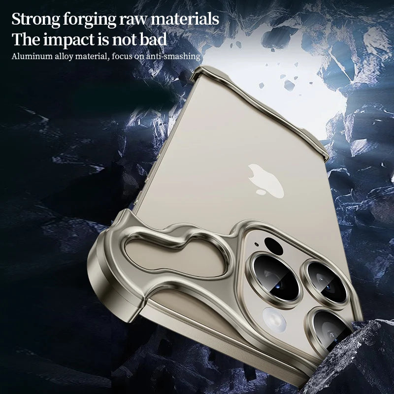 Randlose Metall-Telefonhülle für iPhone 13 14 15 Pro Max Plus, Aluminium-Alien-Titanlegierung, Stoßstangenabdeckung für IPHON 13 14 15 Promax