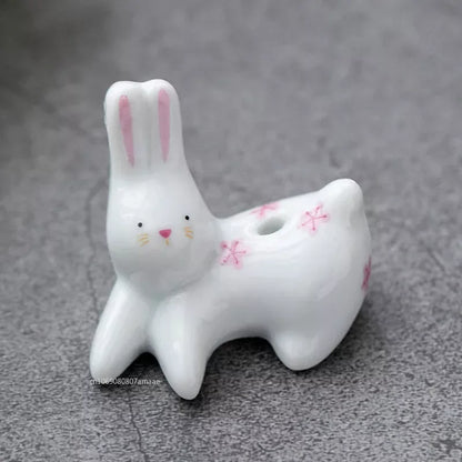 Räucherstäbchenhalter im japanischen Stil, Cartoon-Kaninchen und Kätzchen, Keramik, niedliches Räuchergefäß, Ornament, kreative Heimdekoration, Tischhandwerk