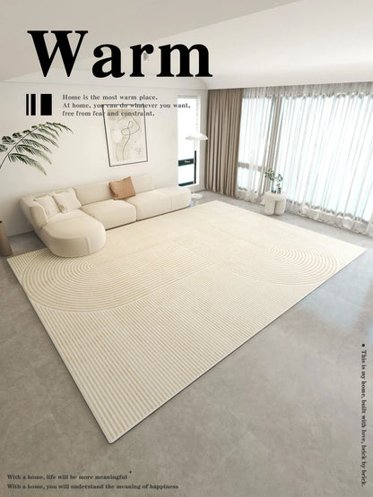 VIKAMA Teppich im einfachen Creme-Stil - Hochwertige, luxuriöse Bodenmatte für Wohn- und Schlafzimmer, ideal als Couchtischunterlage für Herbst und Winter
