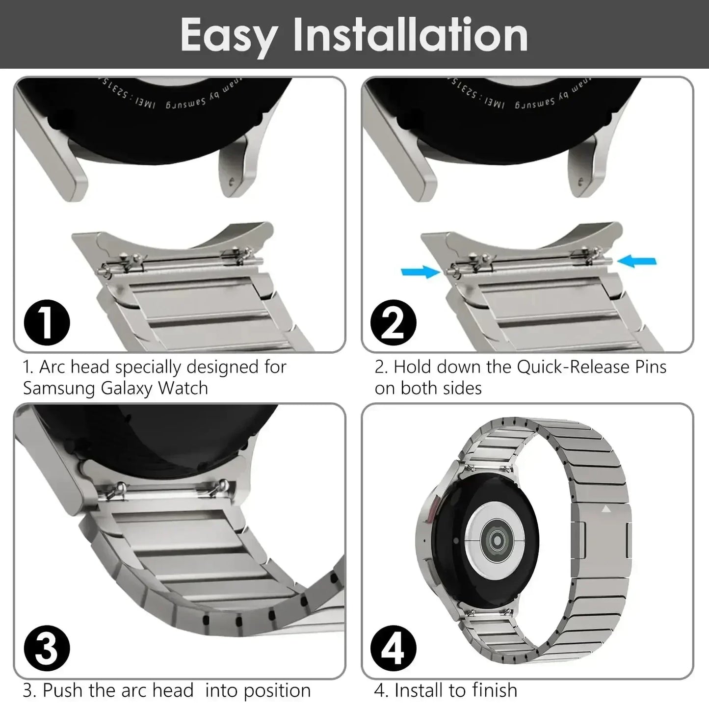 Magnetisches Titanium-Farbarmband für Samsung Galaxy Watch 4/5 – 40mm, 44mm, 43mm, 47mm, 42mm, 46mm, Luxusarmband für Classic 5 Pro