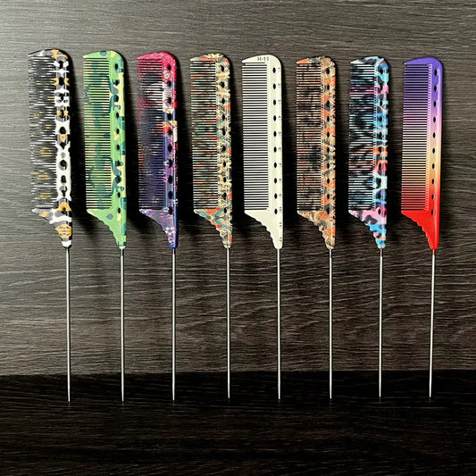 Stahl Nadel Spitzkamm 101 102 Professionelle Styling Kamm Haarstylist Flauschige Dauerwelle und Lockenhaar Feinzahnige Haarbürste Y0710