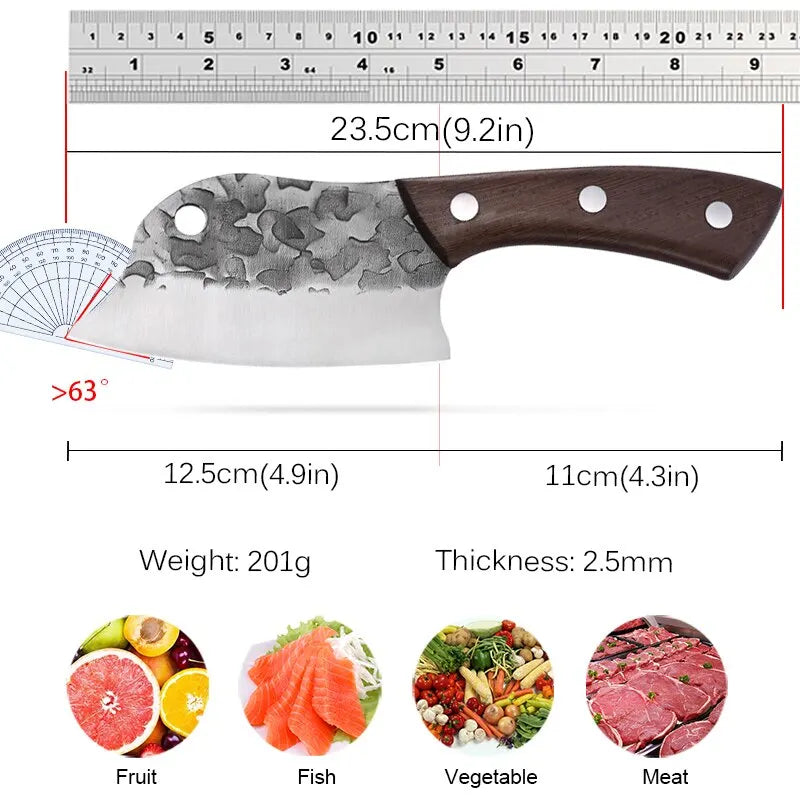 Fleischerbeil Handgeschmiedetes Full Tang Küchenmesser Ultra Sharp Kochmesser Ausbeinmesser Metzgermesser für Küchengrill