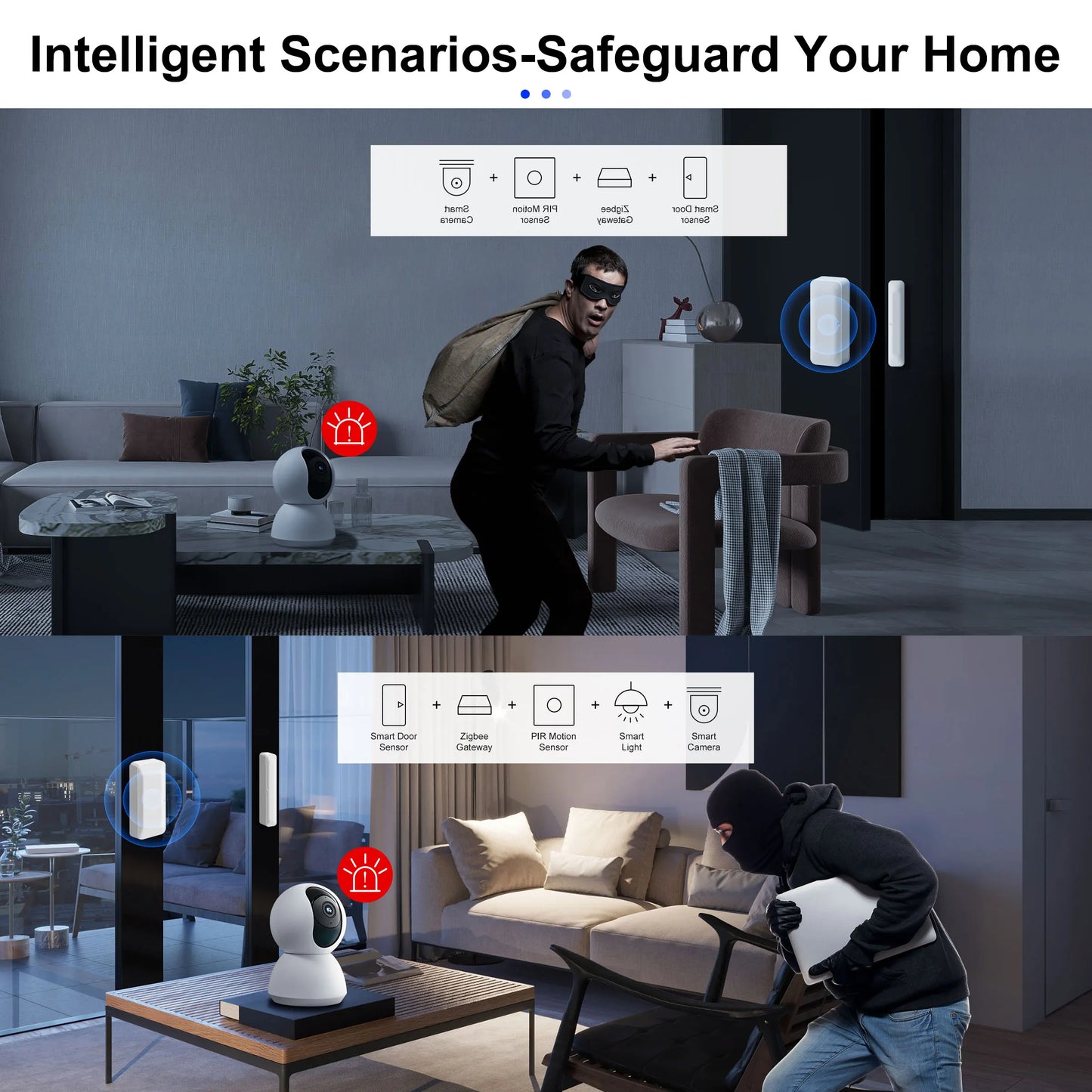 GIRIER Tuya ZigBee Tür- und Fenstersensor, intelligenter kabelloser Kontaktdetektor für die Sicherheit zu Hause, Arbeit mit Home Assistant ZigBee2MQTT