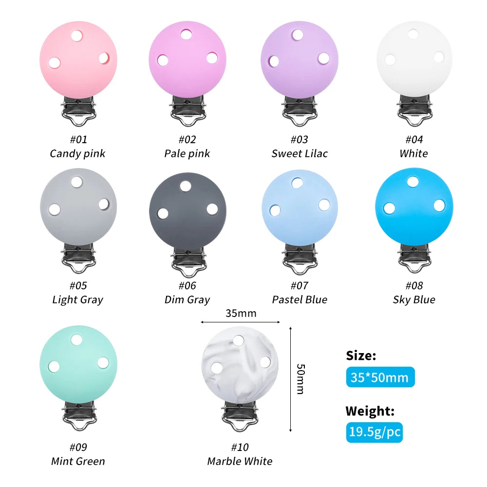 Kovict 3/5pcs 30mm/35mm Baby Silikon Clips Runde Form Pacifer Clips DIY Pacifer Kette für die Schmuckherstellung Bulk Crafts Großhandel