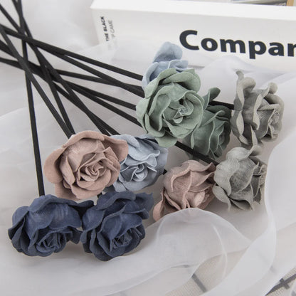 10pcs Leder Velvet Blue Grey Blume Rattan Sticks feuerlose Duftstoffe Reed Diffusor Stick DIY Ornamente Hausdekoration