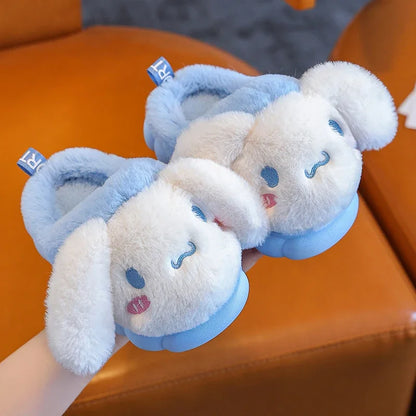 Neue Kinder mehrer süßer Cartoon Flat Plush Pantoffeln weicher Sohle nicht rutscher Winter warm warmes Baby Jungen Mädchen Innenhause Baumwollschuhe