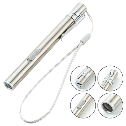 USB Wiederaufladbare medizinische Stiftleuchte Mini Tragbare Taschenlampe LED Taschenlampe Lampe mit Clip 2LED Quellen für Medizinstudenten Arzt