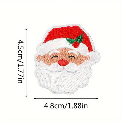 6 Stück Cartoon-Weihnachtsmann-Stickerei-Aufnäher – Bügel- oder Nähapplikationen für Kleidung, Schuhe, Hüte, Taschen, DIY-Weihnachtsdekorationen
