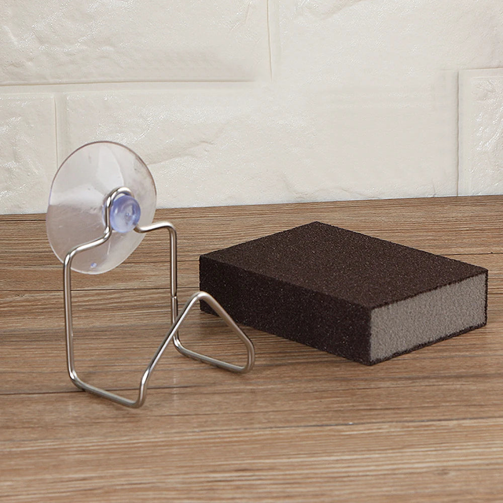 Tragbarer Saugnapf Edelstahl Abflussgestell Reinigungstuch Regal Geschirr Abtropffläche Schwammhalter Spülbecken Gestell Küchenzubehör