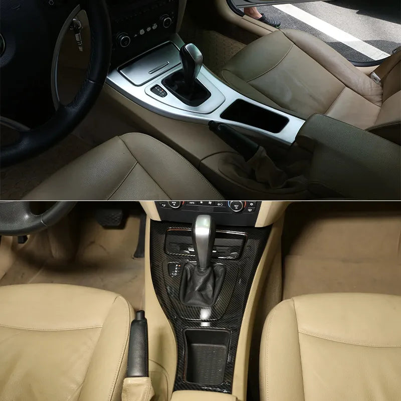 lhd-for-bmw-3-series-e90-e92-e93-2005-12-abs-carbon-fiber-silver-center-console-gear-shift-frame-panel-sticker-car-accessories
