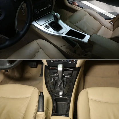 lhd-for-bmw-3-series-e90-e92-e93-2005-12-abs-carbon-fiber-silver-center-console-gear-shift-frame-panel-sticker-car-accessories
