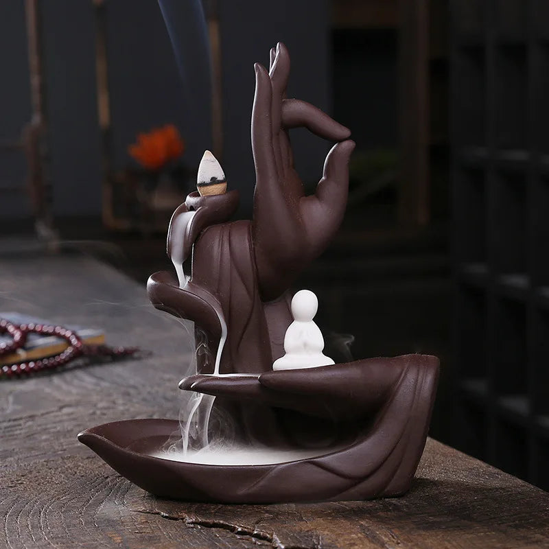 1pc, Lotus Wasserfall Räucherstäbchen Halter Keramik Kunsthandwerk, Aromatherapie für Wohnkultur, Büro, Yoga, Entspannung (ohne Räucherstäbchen)