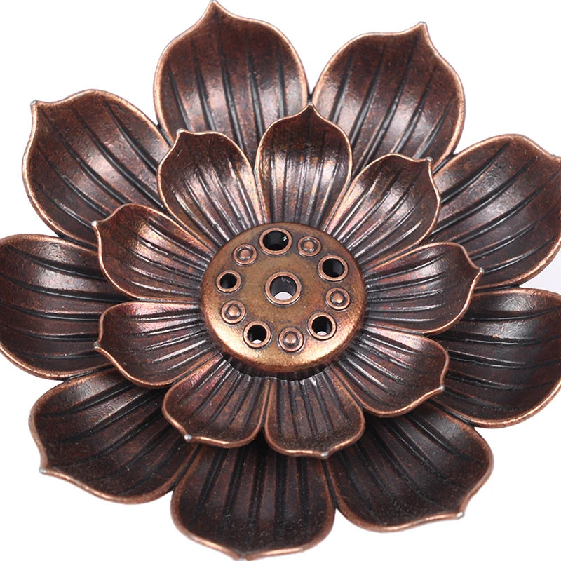 Legierung Räucherstäbchenhalter – Räuchergefäß Teller, Buddhismus-Spirale Lotus-Weihrauchbrenner