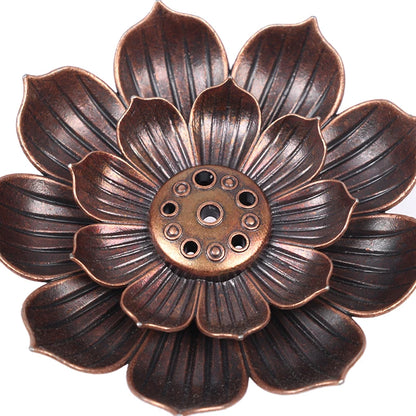 Legierung Räucherstäbchenhalter – Räuchergefäß Teller, Buddhismus-Spirale Lotus-Weihrauchbrenner