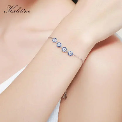 Kaletine 925 Sterling Silber Armband Neue Mode Türkei Glück Bösen blick Zirkonia Echtes Silber Schmuck für Armband Frauen