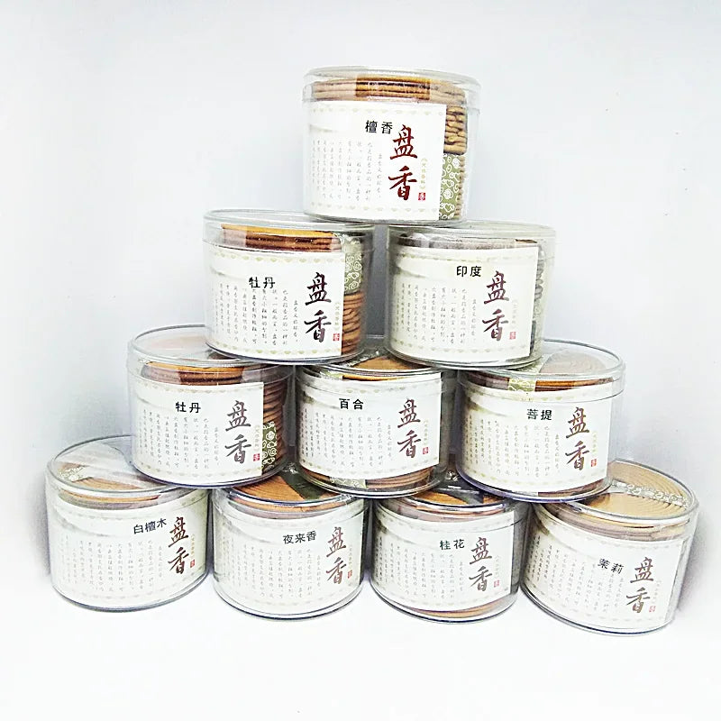 Y 48pcs/Box natürliche Spulenweihwäsche Aromatherapie Duft in Innenräumen Indischer buddhistischer Sandelholz Weihrauch ohne Censer Home Duft