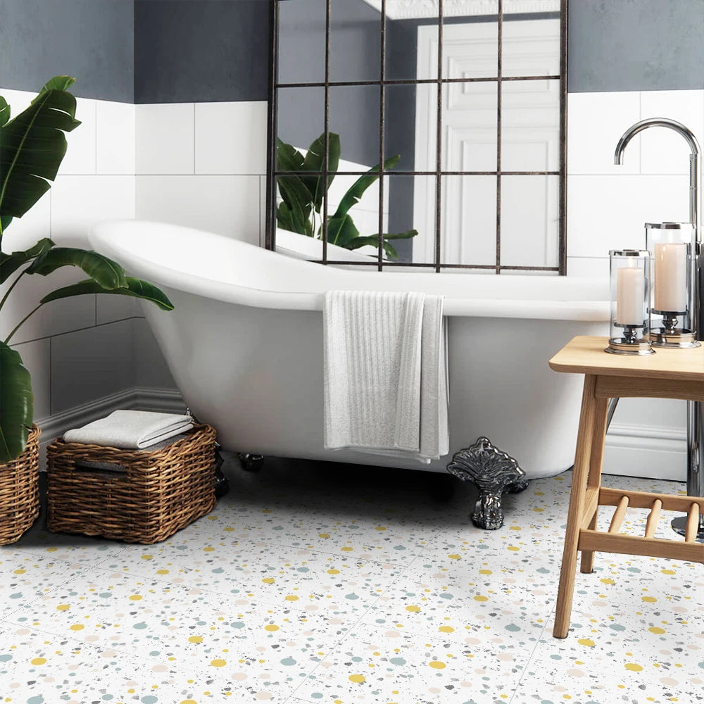 4PCS Peel and Stick Boden Aufkleber Vinylboden Wasserdicht Ölbeständig und rutschfest DIY Schlafzimmer Küche Badezimmer Heimtextilien