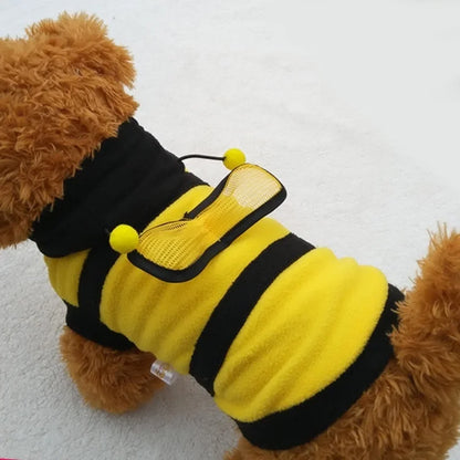 Bienen-Haustiermantel für Welpen: Fleece-Outfit, Kapuzenpullover für Hunde und Katzen, schickes Kostüm, Halloween-Cosplay-Pullover, Haustier-Hoodie.