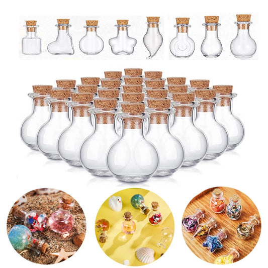 50/5Pc Mini Transparente Glasflasche Hochzeit Geburtstagsfeier Glasgefäße Drifting Flaschen Kleine Wunschflaschen mit Korken Verschlüsse
