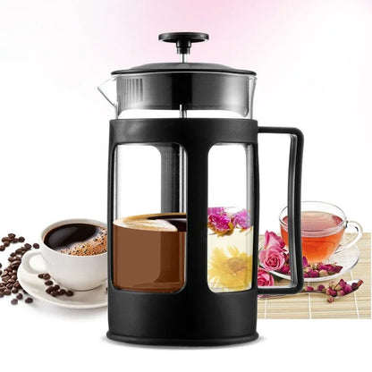 1Pcs French Press Kaffeemaschine Hitzebeständige Borosilikatglas Kaffeekanne Perkolator Kaffeemaschine mit Filtration Teekocher