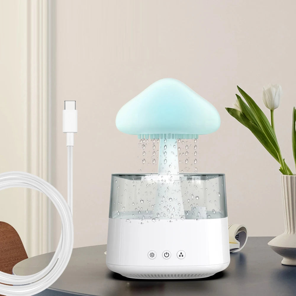 450ML Regenwolke Wassertropfen Luftbefeuchter Diffusor Ätherisches Öl Ultraschall-USB-Aromaparfum-Spray für Schlafzimmer Auto LED-Lampen