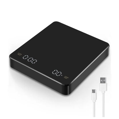 Digitale Kaffeewaage mit Timer LED-Bildschirm Espresso USB 3kg Max.Gewicht 0,1g Hochpräzise misst in oz/ml/g Küchenwaage