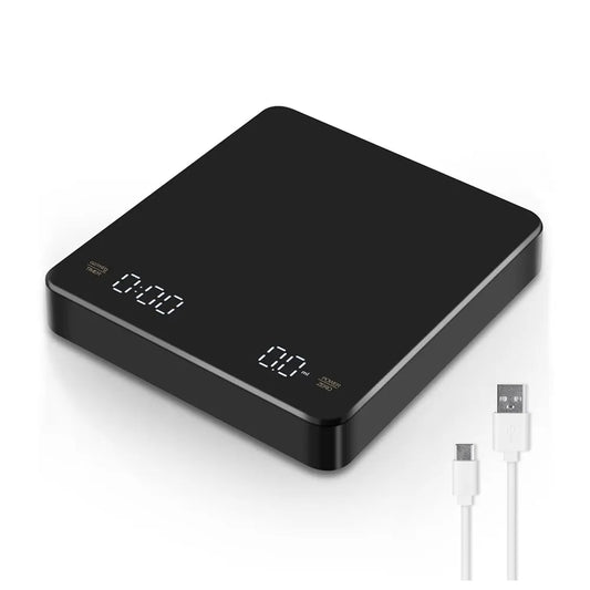 Digitale Kaffeewaage mit Timer LED-Bildschirm Espresso USB 3kg Max.Gewicht 0,1g Hochpräzise misst in oz/ml/g Küchenwaage